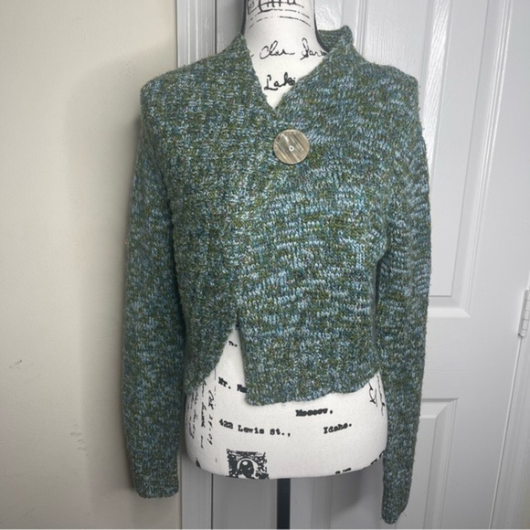 One Girl Who Sweaters - Anthropologie One Girl Who Cardigan Sweater Knit Green Silk Size Small Crop